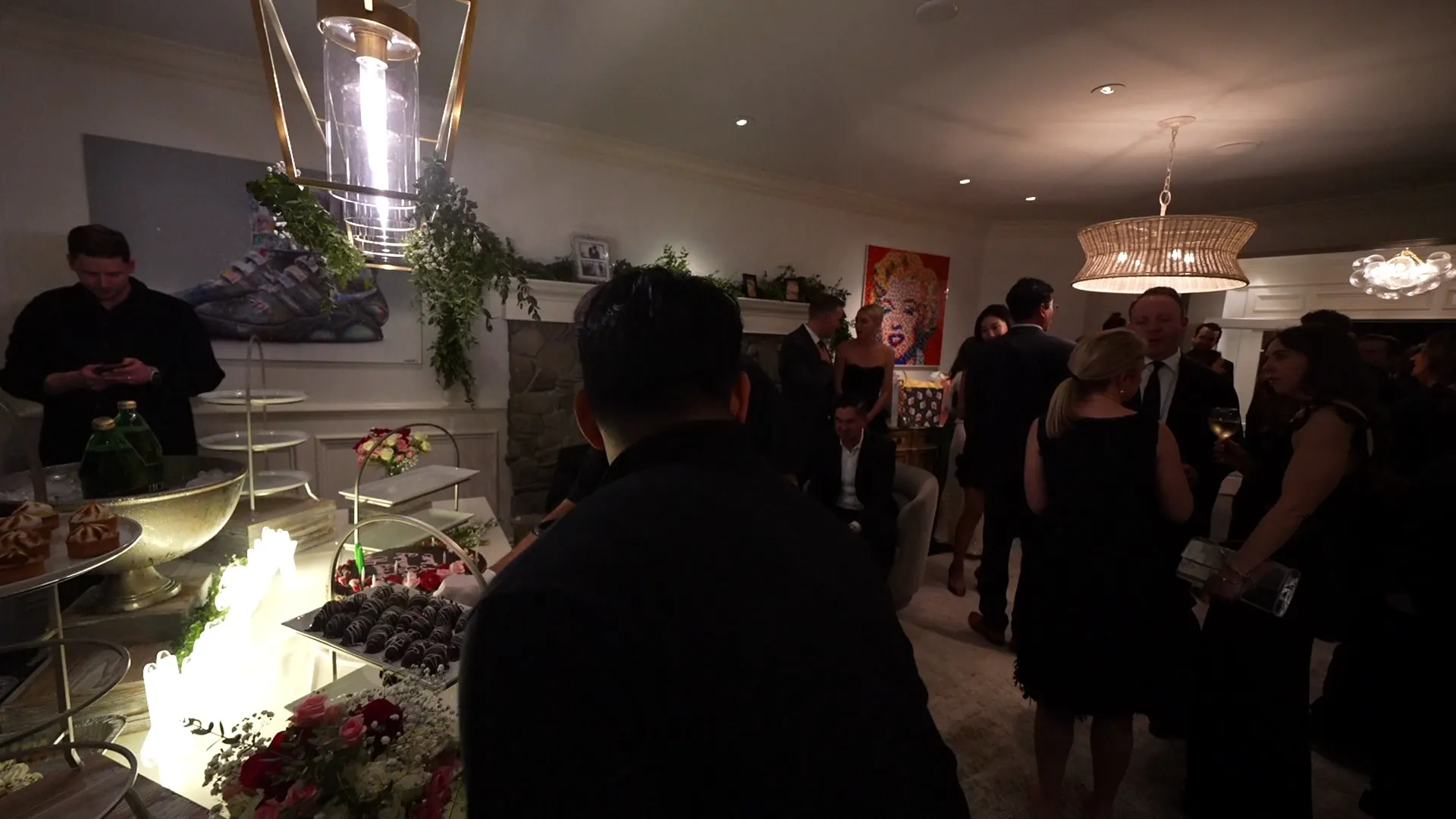 Catering team working an evening reception at a San Mateo home near Baywood