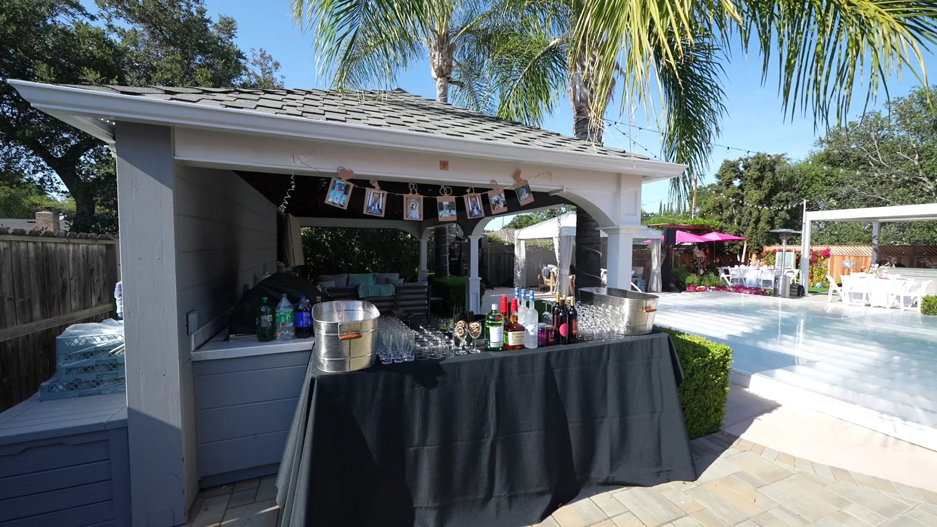 Poolside bar station set for a Pacifica summer party